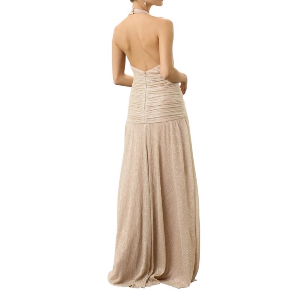 NWT PATBO Lurex Draped Maxi Dress in Champagne - Picture 4 of 9